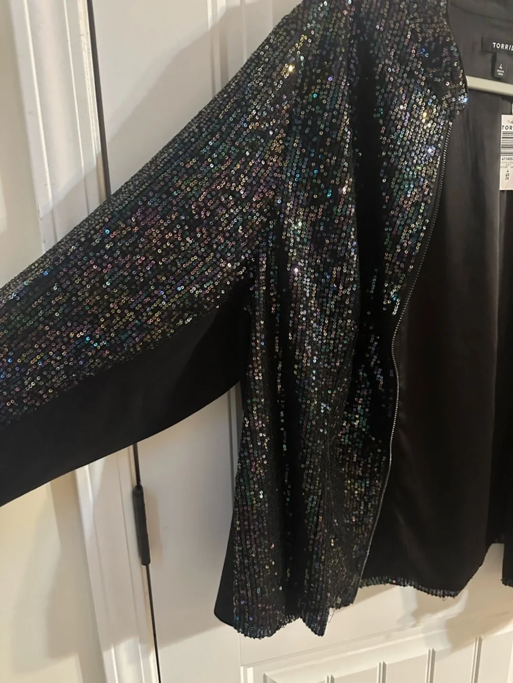 NWT Torrid Black Iridescent Sequin Zip Cardigan - Picture 5 of 7
